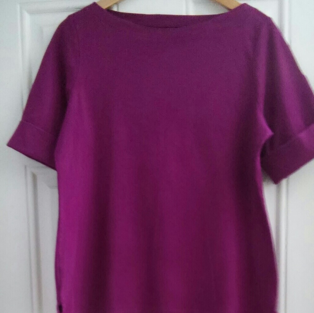 Purple boat neck T shirt